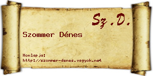 Szommer Dénes névjegykártya